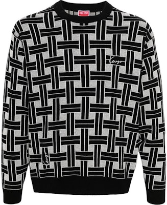 KENZO SS24 Black Logo Jacquard Embroidered Knit Sweater FE65PU4793CA Order KENZO SS24 Black Logo Jacquard Embroidered Knit Sweater FE65PU4793CA