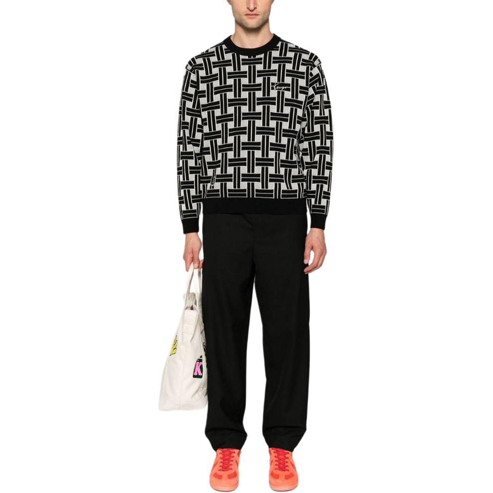 Lookbook KENZO SS24  Black Logo Jacquard Embroidered Knit Sweater FE65PU4793CA