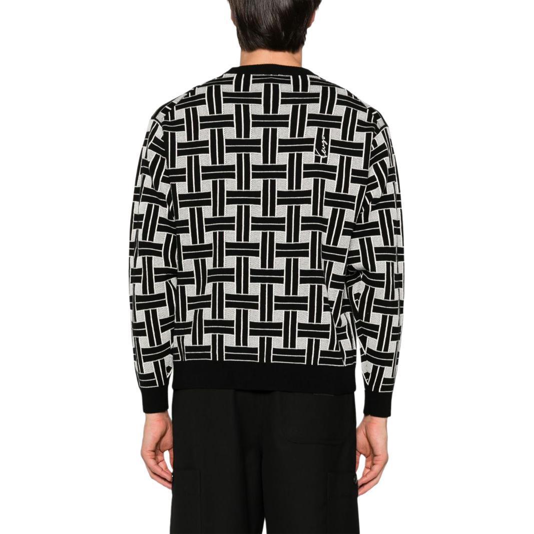 Shop KENZO SS24  Black Logo Jacquard Embroidered Knit Sweater FE65PU4793CA