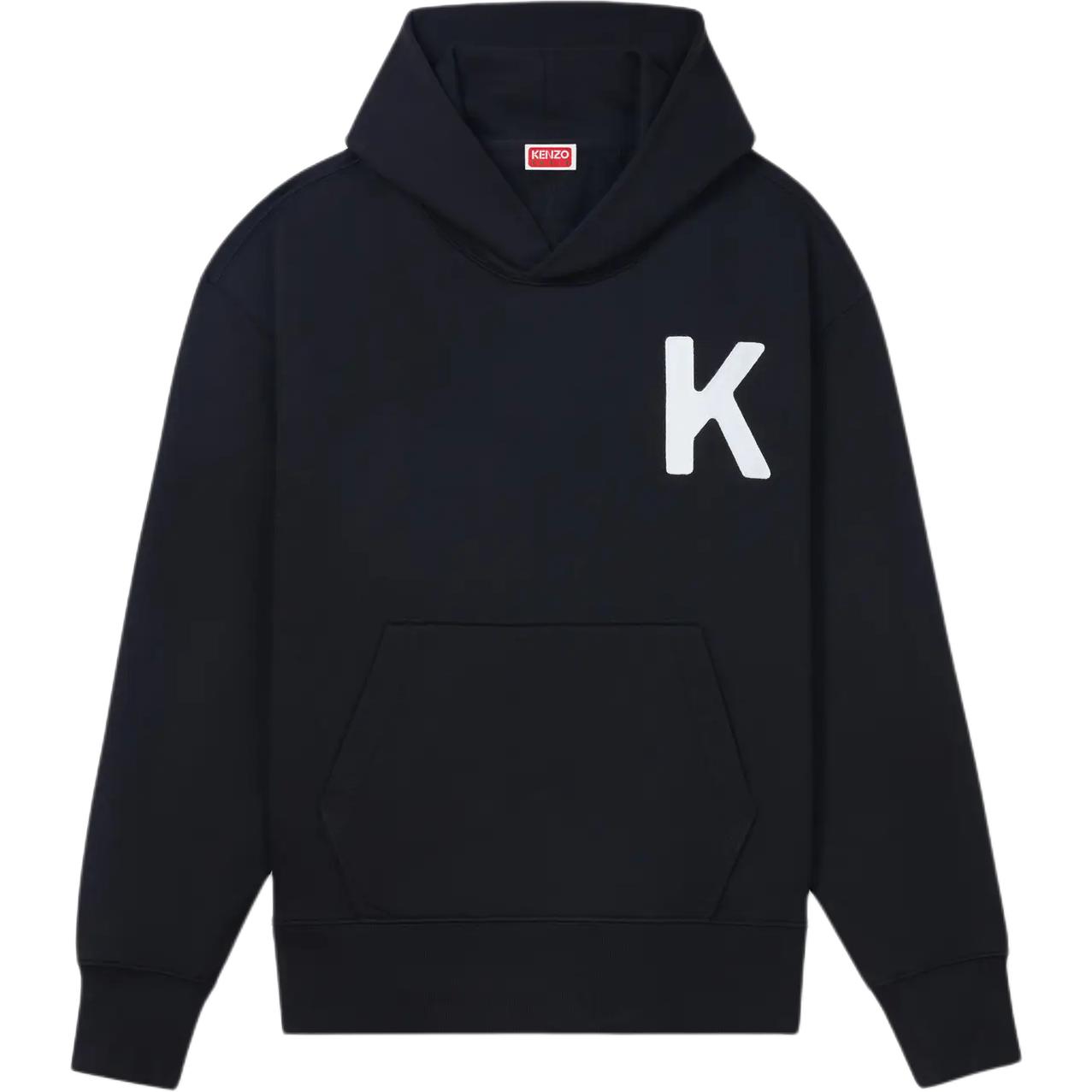 KENZO SS24  Black Loose-Fit Letter Print Hoodie. FE58SW0114MF-99J