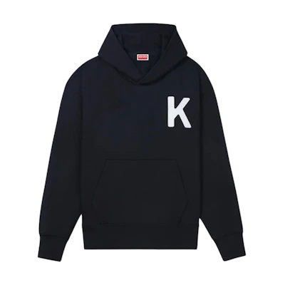 KENZO SS24 Black Loose-Fit Letter Print Hoodie. FE58SW0114MF-99J