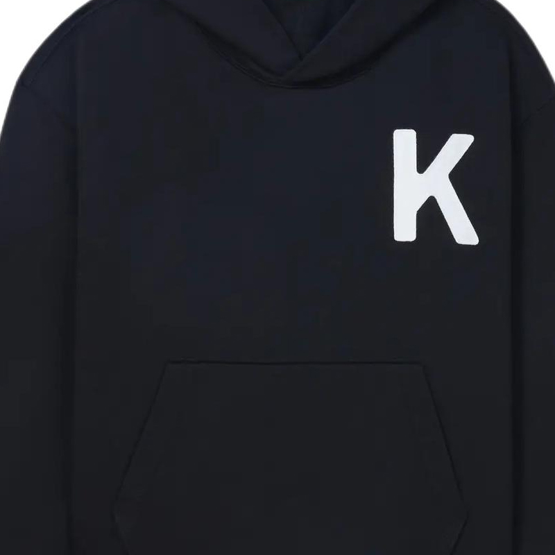 Shop KENZO SS24 Hoodie Hitam Longgar Cetakan Huruf. FE58SW0114MF-99J