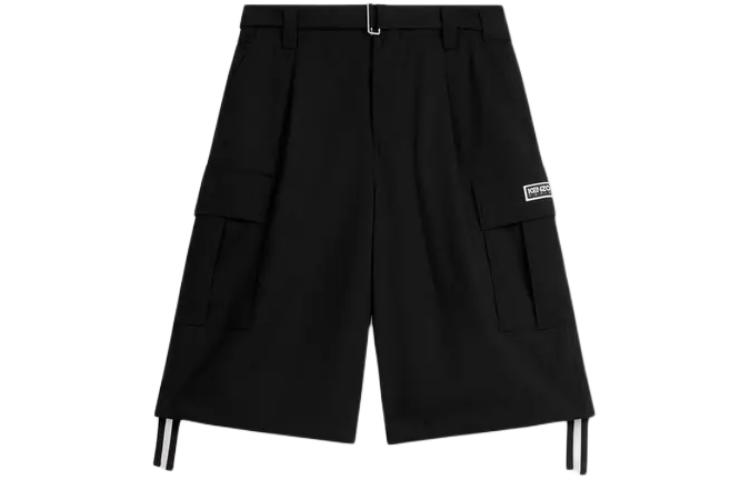 Order KENZO SS24  Black Relaxed Fit Mid-Rise Letter Patch Shorts. FE55SH2369GE-99