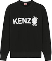 KENZO SS24 Black Ribbed Crewneck Sweatshirt with Letter Print. FE55SW1734MG-99J KENZO SS24 Black Ribbed Crewneck Sweatshirt with Letter Print. FE55SW1734MG-99J
