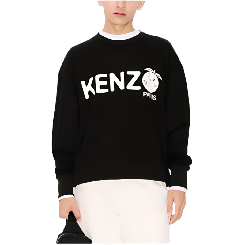 Purchase KENZO SS24 黑色羅紋圓領字母印花長袖上衣。 FE55SW1734MG-99J