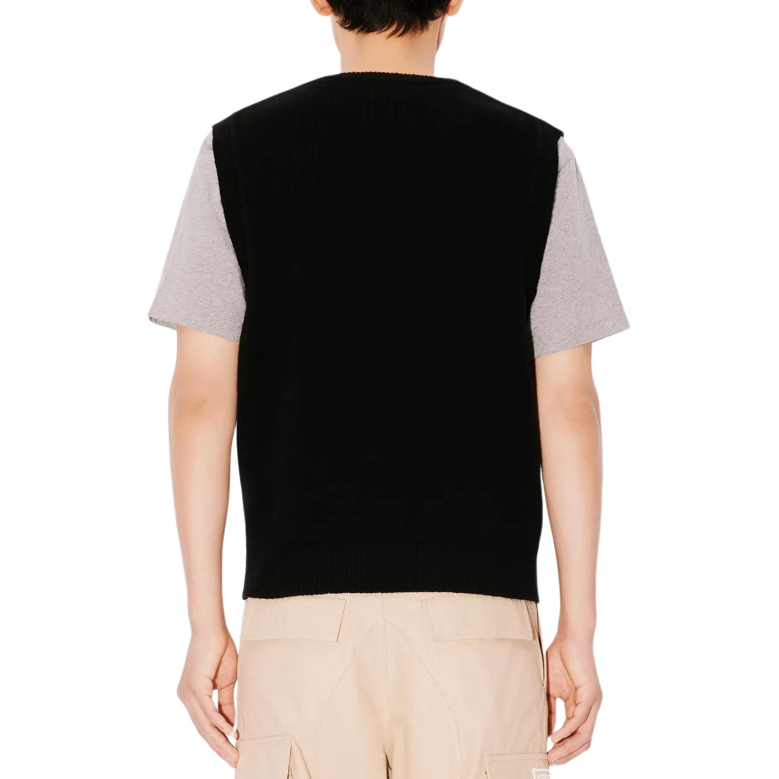 Shop KENZO SS24  Black Sleeveless V-Neck Floral Embroidered Vest. FE65PU4863LC-99J