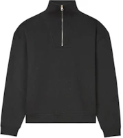 KENZO SS24 Black Solid Half-Zip Long Sleeve Logo Sweatshirt FE65SW1974MG-99 KENZO SS24 Black Solid Half-Zip Long Sleeve Logo Sweatshirt FE65SW1974MG-99