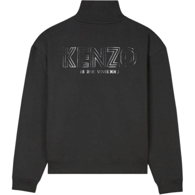 Lookbook KENZO SS24 Sudadera Negra Logo Manga Larga Media Cremallera. FE65SW1974MG-99