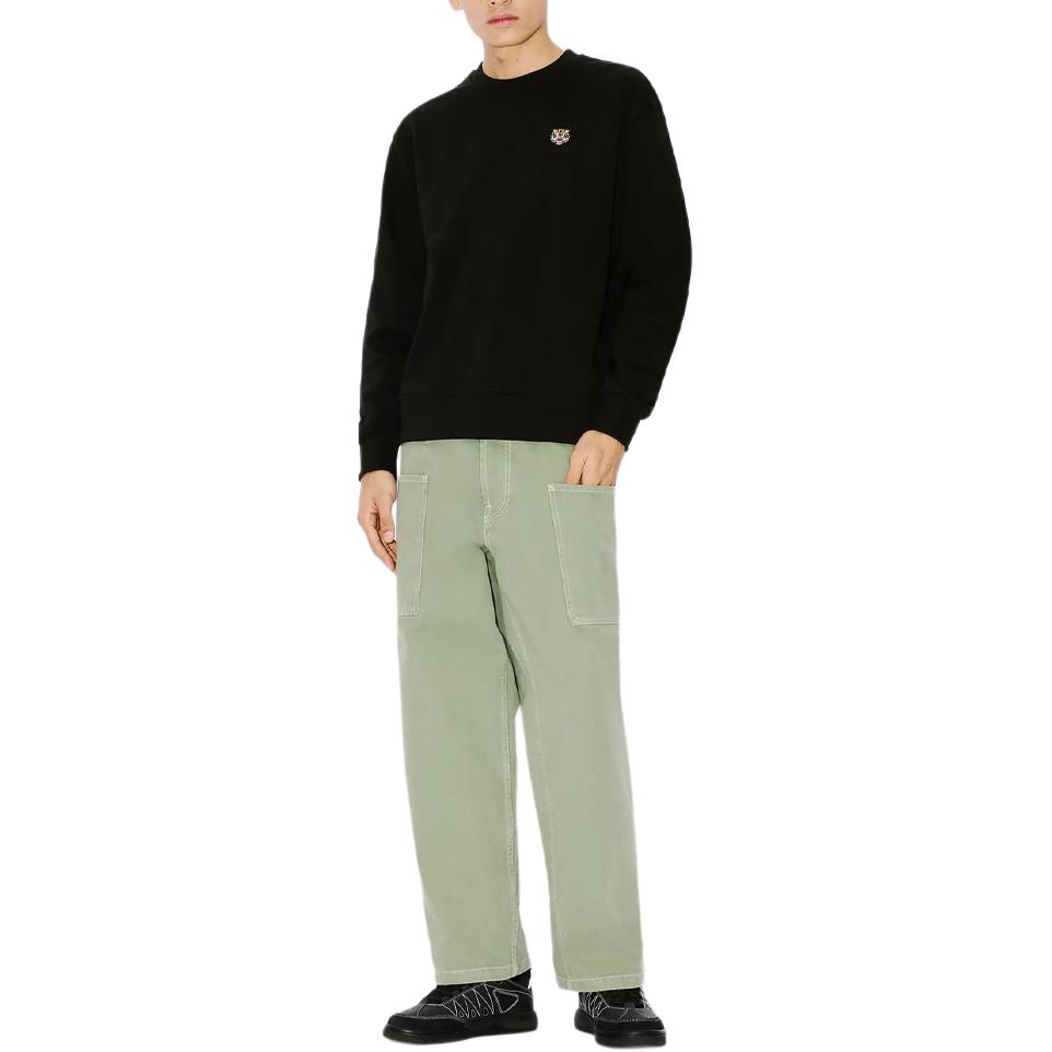 Shop KENZO SS24  Black Tiger Head Logo Graphic Crewneck Sweatshirt. FE55SW2084MF-99J