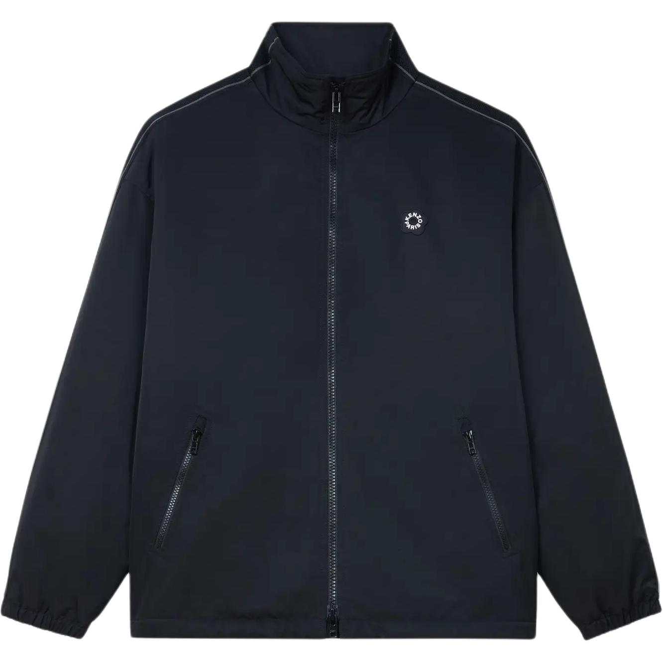 KENZO SS24  Black Zip-Up Jacket with Logo and Stand Collar. FE65BL1739CE-99