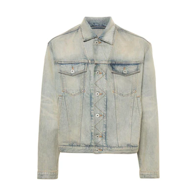 KENZO SS24 Blue Denim Jacket with Letter Print and Button-Up Collared Design FE55DV3026B8-DY