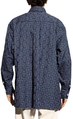 KENZO SS24 블루 기하학 로고 자수 긴소매 버튼 셔츠 FE65CH5109JD-77 Shop KENZO SS24 블루 기하학 로고 자수 긴소매 버튼 셔츠 FE65CH5109JD-77