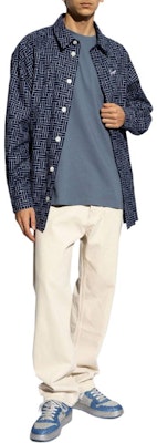 KENZO SS24 블루 기하학 로고 자수 긴소매 버튼 셔츠 FE65CH5109JD-77 Purchase KENZO SS24 블루 기하학 로고 자수 긴소매 버튼 셔츠 FE65CH5109JD-77