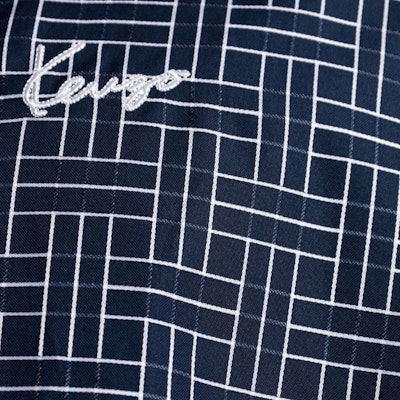 KENZO SS24 블루 기하학 로고 자수 긴소매 버튼 셔츠 FE65CH5109JD-77 Details for KENZO SS24 블루 기하학 로고 자수 긴소매 버튼 셔츠 FE65CH5109JD-77