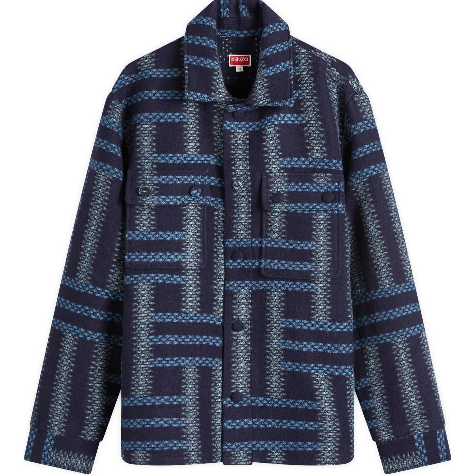 KENZO SS24  Blue Long Sleeve Shirt Coat with Logo Pattern. FE65CH5319JB-77 圖 2