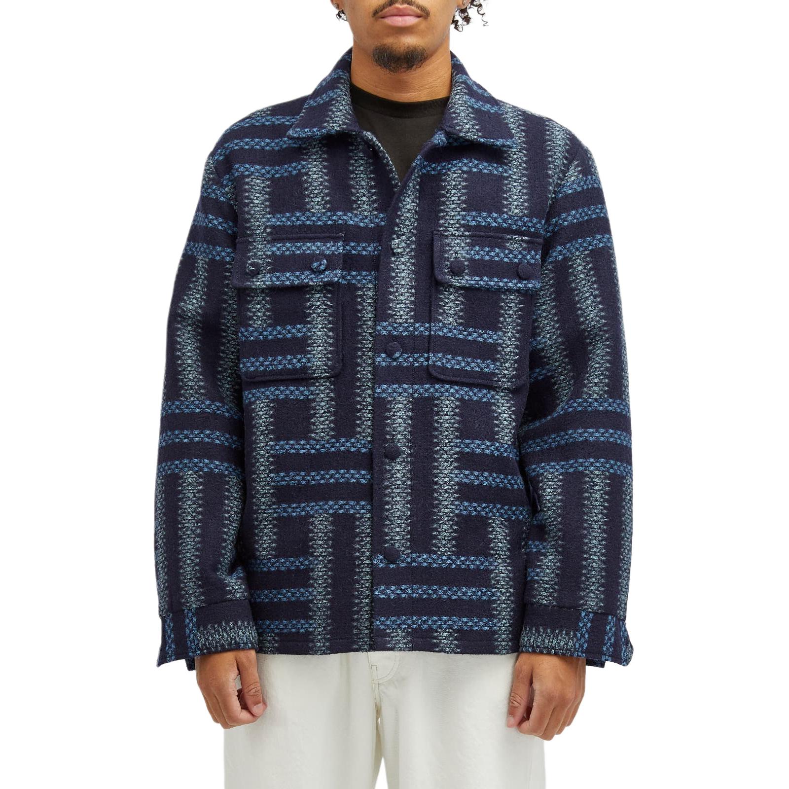 KENZO SS24  Blue Long Sleeve Shirt Coat with Logo Pattern. FE65CH5319JB-77 圖 3