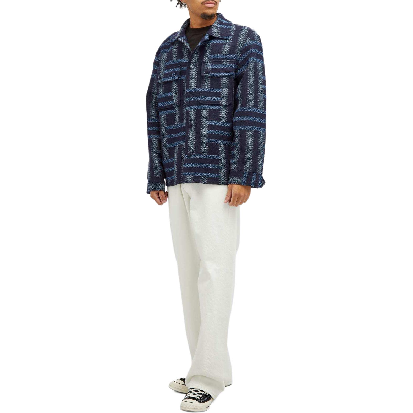 KENZO SS24  Blue Long Sleeve Shirt Coat with Logo Pattern. FE65CH5319JB-77 圖 4