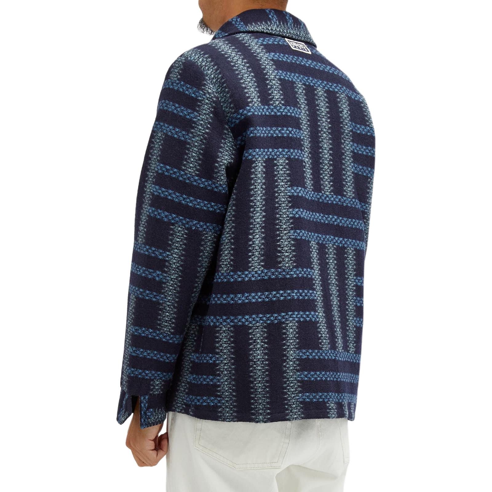 KENZO SS24  Blue Long Sleeve Shirt Coat with Logo Pattern. FE65CH5319JB-77 圖 5