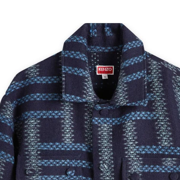KENZO SS24  Blue Long Sleeve Shirt Coat with Logo Pattern. FE65CH5319JB-77 圖 7