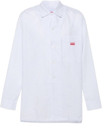 KENZO SS24 Baju Lengan Panjang Biru Berjalur Logo Square-Neck. FE55CH5249LD-63 Order KENZO SS24 Baju Lengan Panjang Biru Berjalur Logo Square-Neck. FE55CH5249LD-63