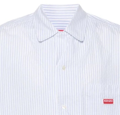 KENZO SS24 Baju Lengan Panjang Biru Berjalur Logo Square-Neck. FE55CH5249LD-63 Details for KENZO SS24 Baju Lengan Panjang Biru Berjalur Logo Square-Neck. FE55CH5249LD-63