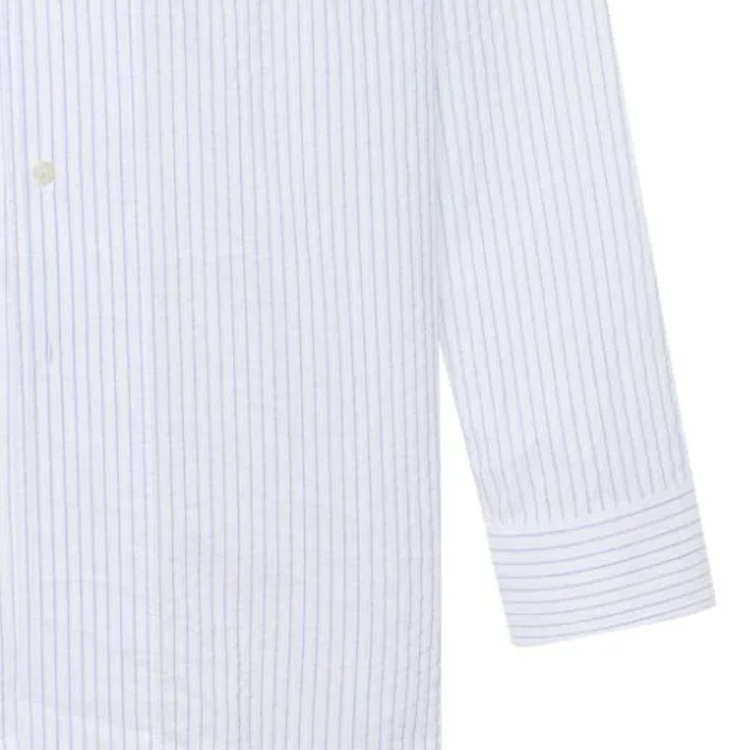 Cheap KENZO SS24 Baju Lengan Panjang Biru Berjalur Logo Square-Neck. FE55CH5249LD-63