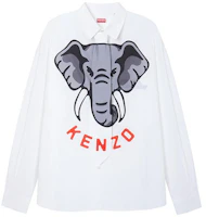 KENZO SS24 Elephant Logo Printed Long Sleeve Shirt Grey White FD55CH4219I4-02 KENZO SS24 Elephant Logo Printed Long Sleeve Shirt Grey White FD55CH4219I4-02