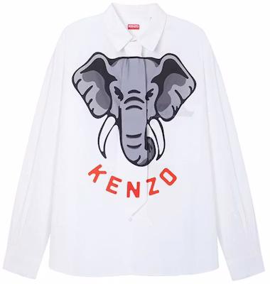 KENZO SS24 大象標誌印花長袖襯衫 灰白色 FD55CH4219I4-02 Buy KENZO SS24 大象標誌印花長袖襯衫 灰白色 FD55CH4219I4-02