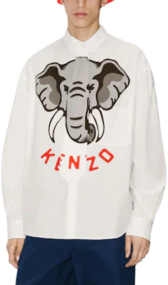 KENZO SS24 大象標誌印花長袖襯衫 灰白色 FD55CH4219I4-02 Shop KENZO SS24 大象標誌印花長袖襯衫 灰白色 FD55CH4219I4-02