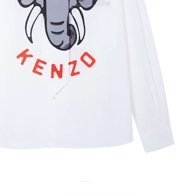 KENZO SS24 大象標誌印花長袖襯衫 灰白色 FD55CH4219I4-02 Cheap KENZO SS24 大象標誌印花長袖襯衫 灰白色 FD55CH4219I4-02