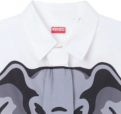 KENZO SS24 大象標誌印花長袖襯衫 灰白色 FD55CH4219I4-02 2