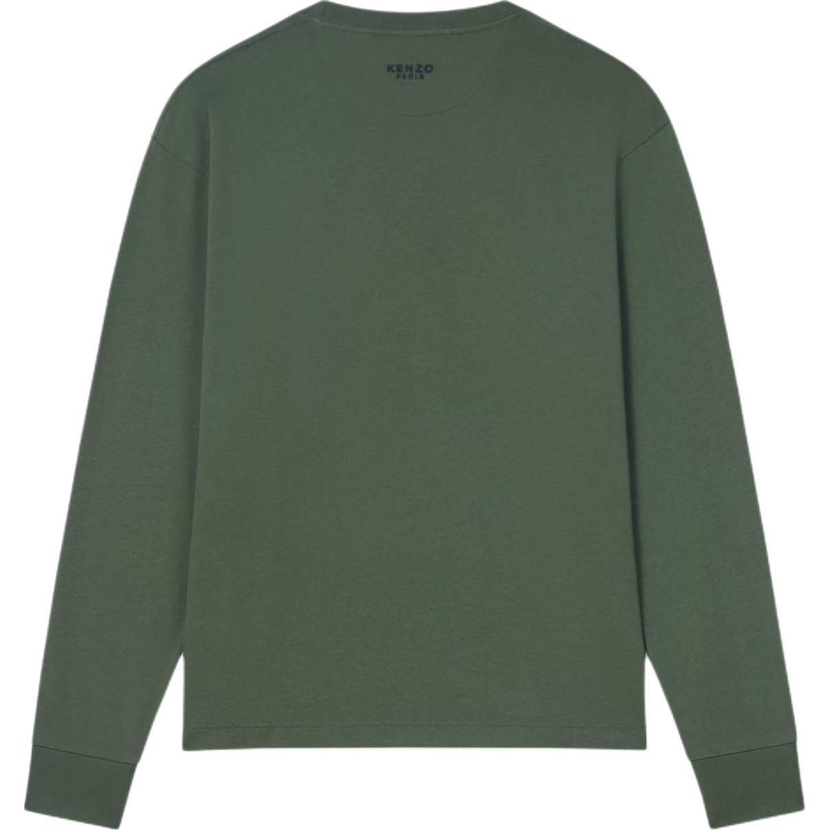 Lookbook KENZO SS24 Sweatshirt Bordir Bunga Warna Khaki Gelap. FE65TS4764SG-51