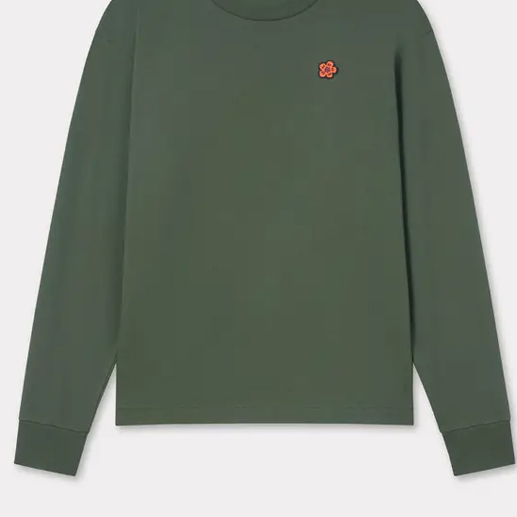 Shop KENZO SS24 Sweatshirt Bordir Bunga Warna Khaki Gelap. FE65TS4764SG-51
