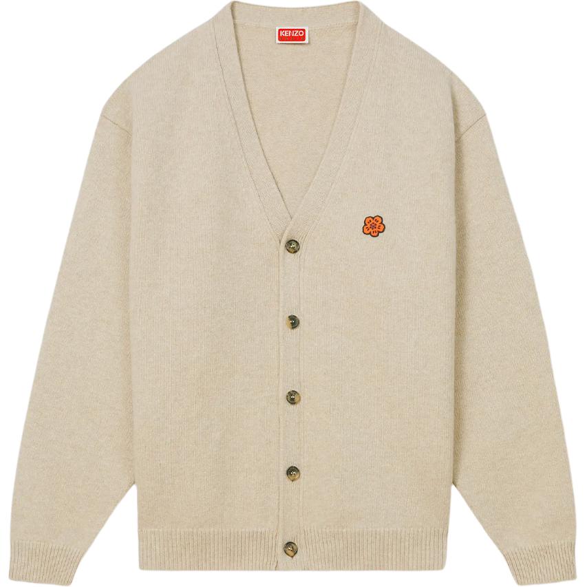 KENZO SS24  Floral Embroidered V-Neck Cardigan Beige Long Sleeve Sweater FE65CA4853LC-11