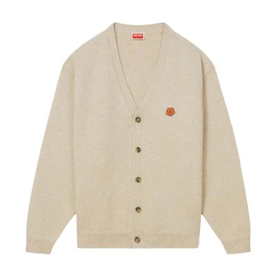 KENZO SS24 Floral Embroidered V-Neck Cardigan Beige Long Sleeve Sweater FE65CA4853LC-11