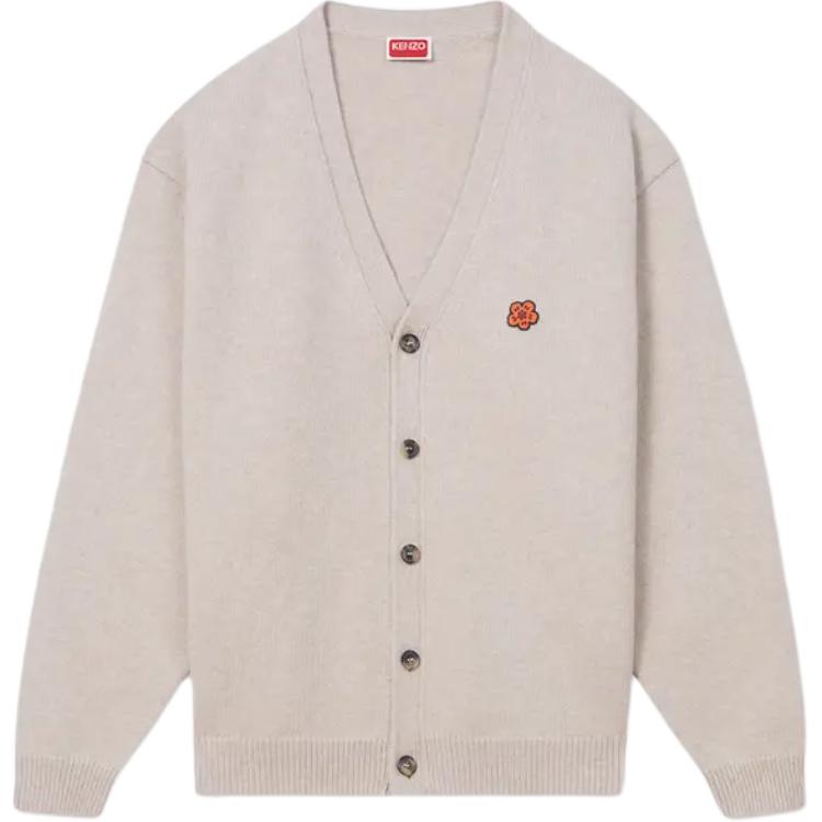 Order KENZO SS24 Cárdigan Beige Bordado Floral Escote en V Manga Larga Sweater FE65CA4853LC-11