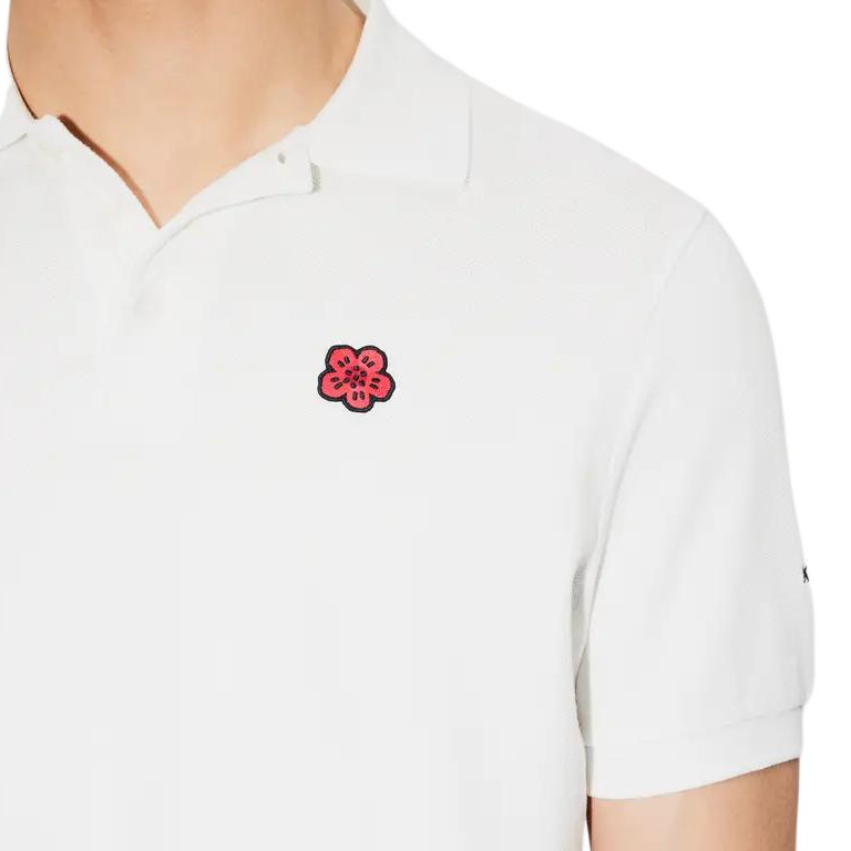 Sizing KENZO SS24  Floral Logo Embroidered Slim Fit Polo Shirt Grey White FE65PO5394PU-02