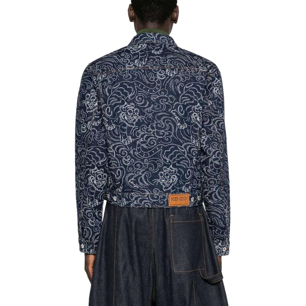 Shop KENZO SS24 Chaqueta Denim Índigo con Logo de Strass. PFE65DV3076-R1