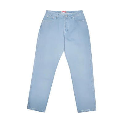KENZO SS24 Light Blue Straight-Leg Jeans with Pocket Zipper. FE55DP4106B4-DT