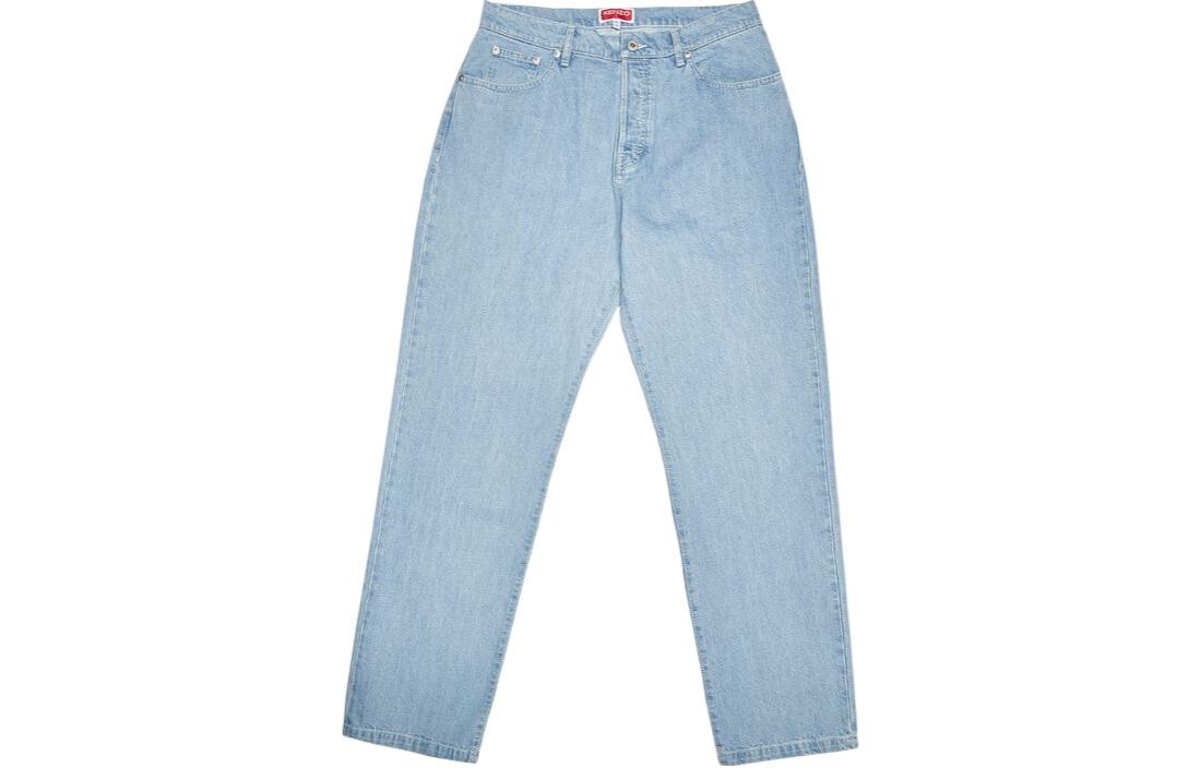 Order KENZO SS24  Light Blue Straight-Leg Jeans with Pocket Zipper. FE55DP4106B4-DT