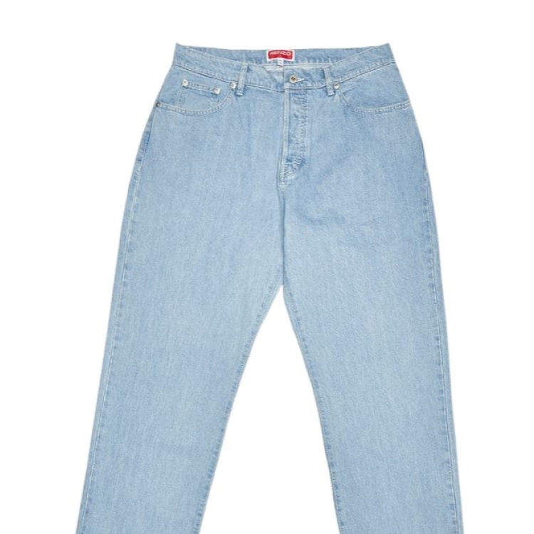 Purchase KENZO SS24  Light Blue Straight-Leg Jeans with Pocket Zipper. FE55DP4106B4-DT