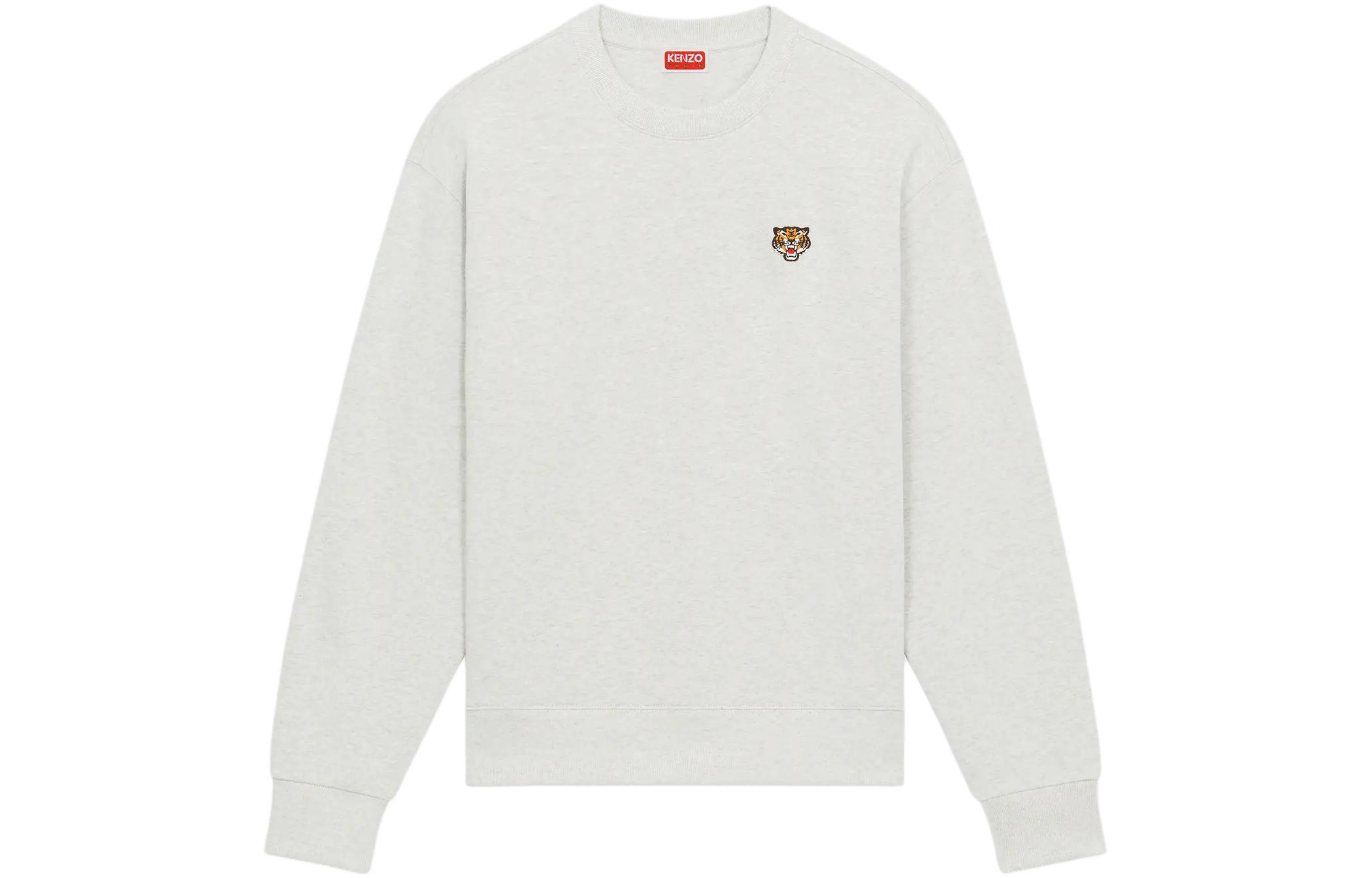 KENZO SS24  Light Gray Tiger Logo Crewneck Long Sleeve Sweatshirt FE55SW2084MF-93