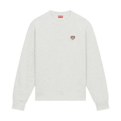 KENZO SS24 Light Gray Tiger Logo Crewneck Long Sleeve Sweatshirt FE55SW2084MF-93