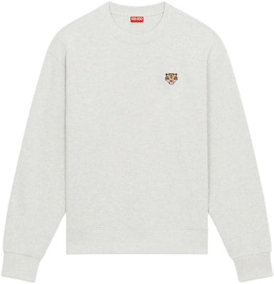 KENZO SS24 Light Gray Tiger Logo Crewneck Long Sleeve Sweatshirt FE55SW2084MF-93 Order KENZO SS24 Light Gray Tiger Logo Crewneck Long Sleeve Sweatshirt FE55SW2084MF-93