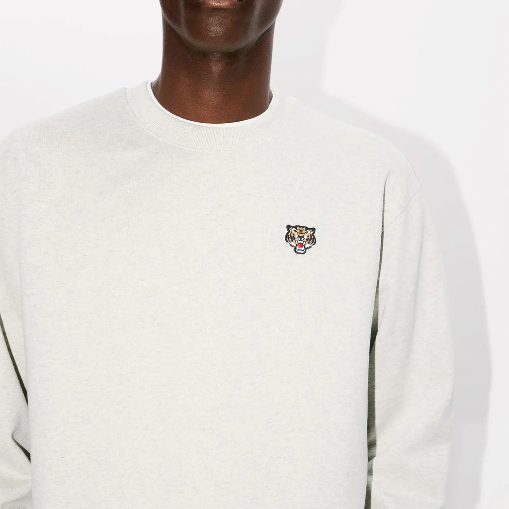 Details for KENZO SS24  Light Gray Tiger Logo Crewneck Long Sleeve Sweatshirt FE55SW2084MF-93