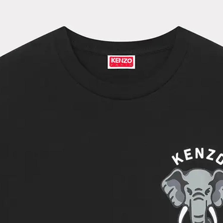 Shop KENZO SS24 大象标志印花休闲圆领T恤. FE55TS1884SG-99J