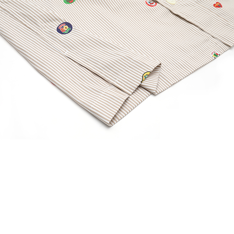 Purchase KENZO SS24 오프 화이트 스트라이프 프린트 긴팔 캐주얼 셔츠. FE55CH5079A1-12