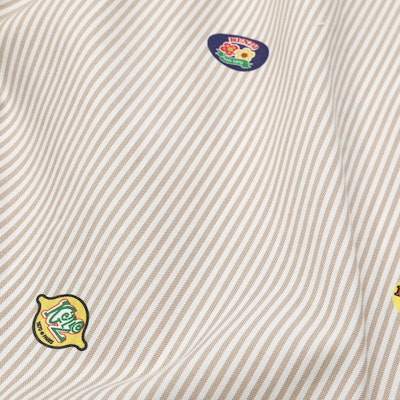 KENZO SS24 오프 화이트 스트라이프 프린트 긴팔 캐주얼 셔츠. FE55CH5079A1-12 Sizing KENZO SS24 오프 화이트 스트라이프 프린트 긴팔 캐주얼 셔츠. FE55CH5079A1-12