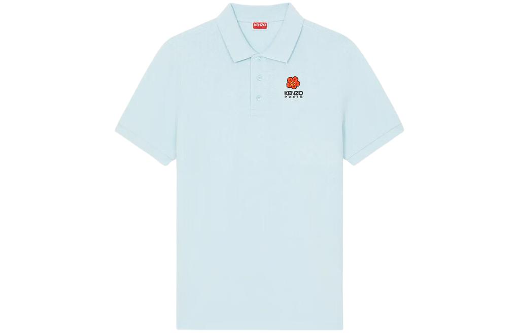 KENZO SS24  Sky Blue Logo Embroidered Polo Shirt. FE55PO5364PU-63