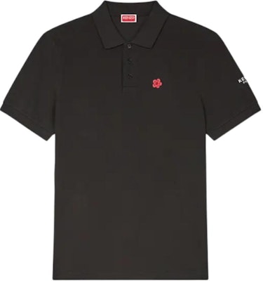 KENZO SS24 슬림 핏 블랙 폴로 셔츠 플로럴 로고 자수. FE65PO5394PU-99J Buy KENZO SS24 슬림 핏 블랙 폴로 셔츠 플로럴 로고 자수. FE65PO5394PU-99J